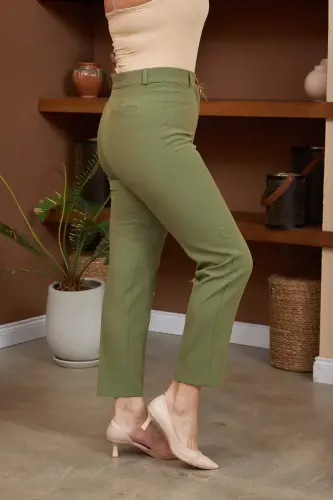 Plus Size Oliv Fabric Trousers - BÜYÜKBEDENIZ (1)