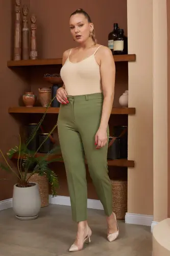 Plus Size Oliv Fabric Trousers - 4