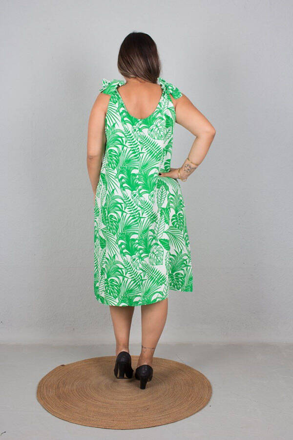 Plus Size One Dress Two Models Strapless And Neck Tie Dress Green - 6