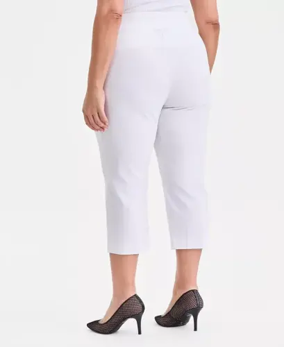 Plus Size O'rta Bel Pull-On Capri Shim, Modazone uchun yaratilgan - Ochiq Oq - 2