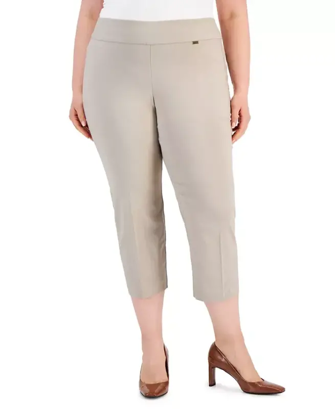 Plus Size Oʻrta Bel Pull-On Capri Shim, Modazone uchun yaratilgan-Yozgi Somon - I.N.C. INTERNATIONAL CONCEPTS