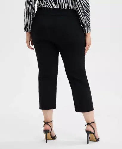 Plus Size Oʻrta Bel Pull-On Capri Shimlar, Modazone uchun yaratilgan - 4