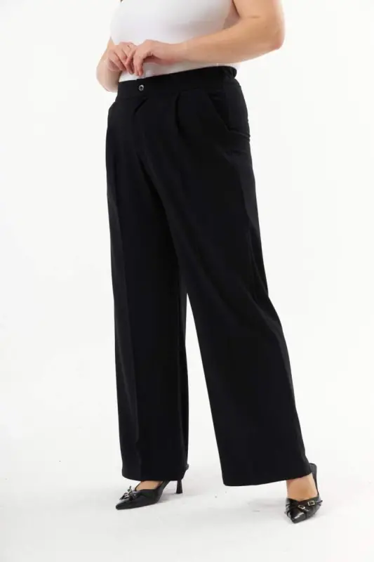 Plus Size Palazzo Pants Black - 3