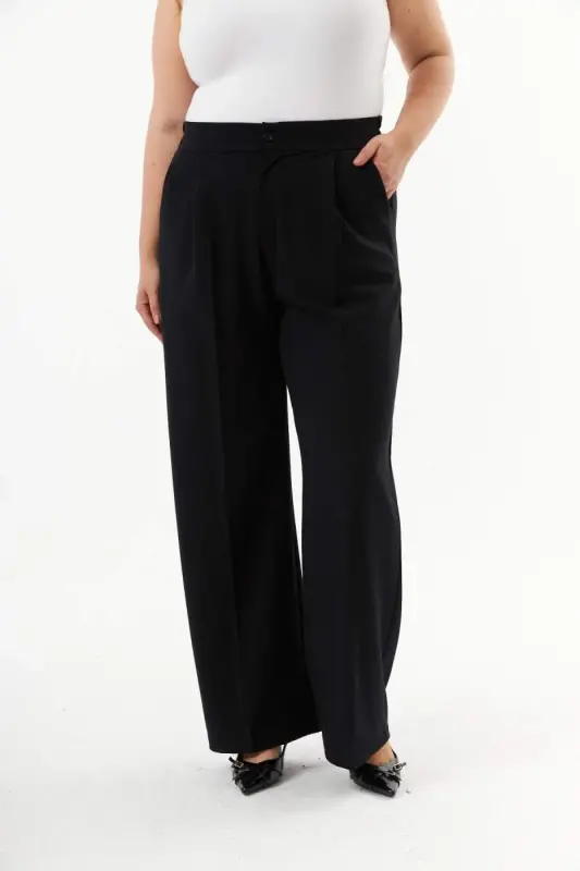 Plus Size Palazzo Pants Black - 4