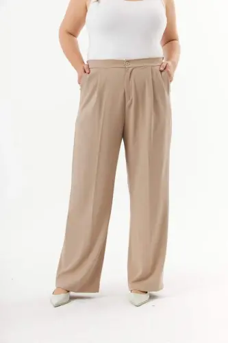 Plus Size Palazzo Pants Cream - 1