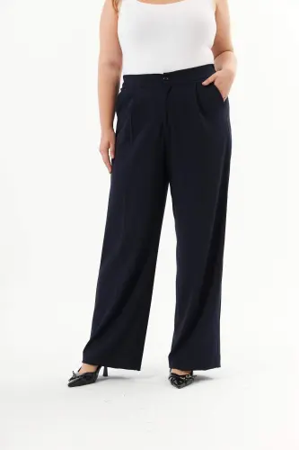 Plus Size Palazzo Pants Navy Blue - 6