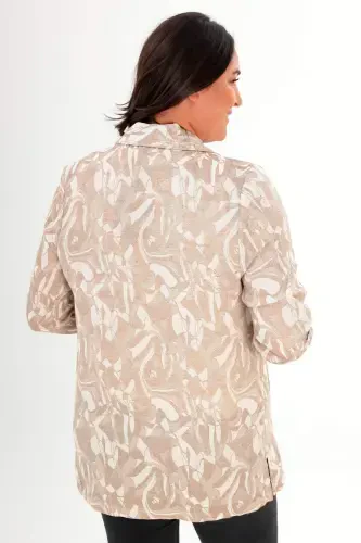 Plus Size Patterned Double Breasted Brown Jacket - 5
