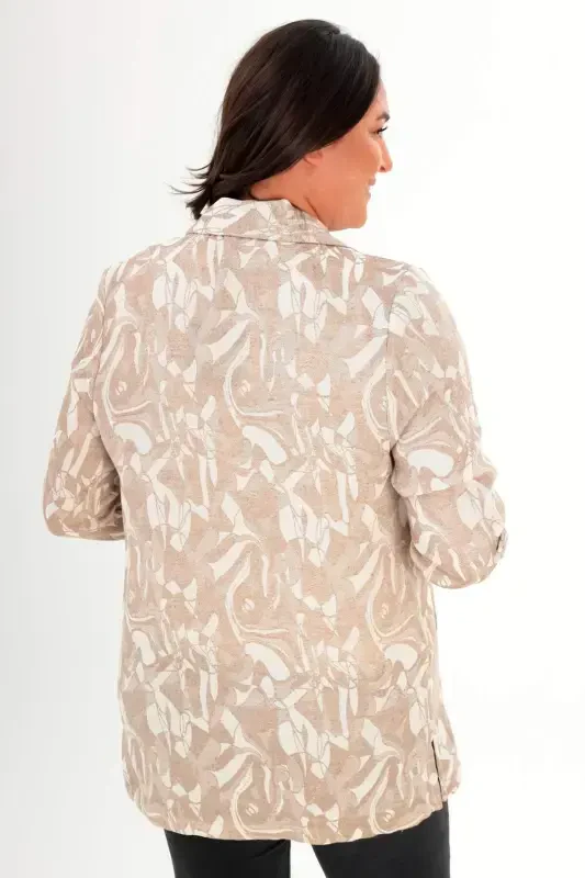 Plus Size Patterned Double Breasted Brown Jacket - 5