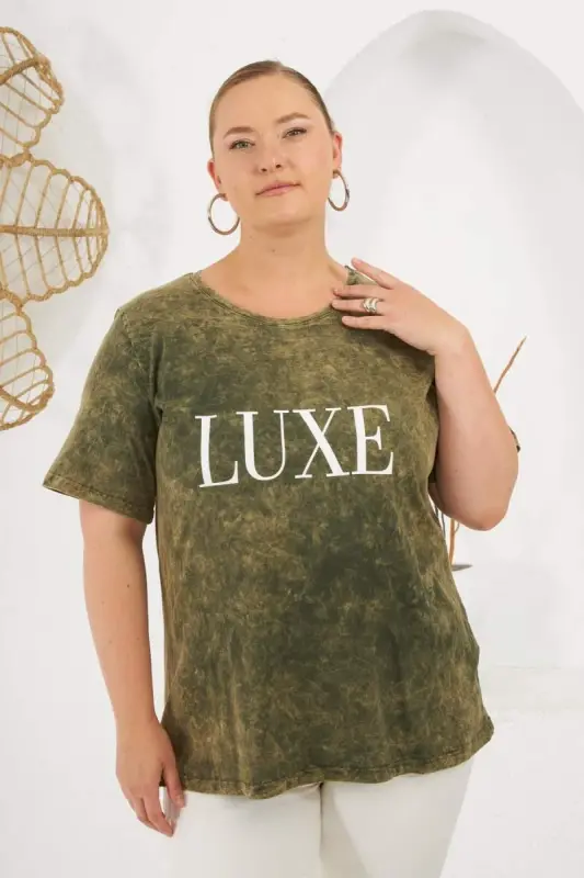 Plus Size Piece Dye T-Shirt Khaki - 1