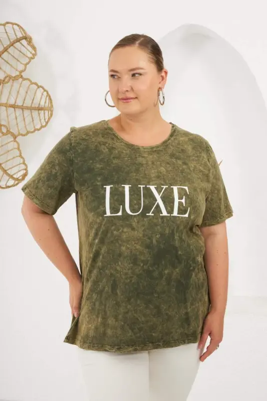 Plus Size Piece Dye T-Shirt Khaki - 4