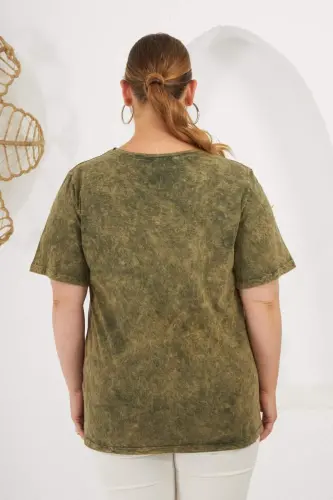 Plus Size Piece Dye T-Shirt Khaki - 7