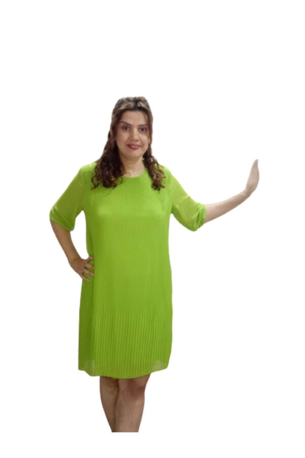 Plus Size Pistachio Green Tunic Sleeve Ruffled Chiffon Dress - 6