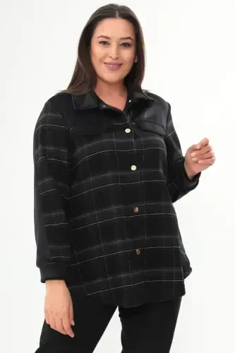 Plus Size Plaid Pattern Lumberjack Black Shirt - 1