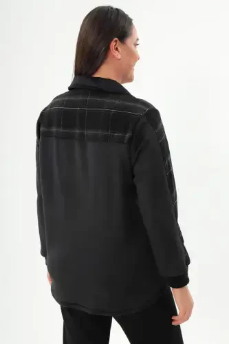 Plus Size Plaid Pattern Lumberjack Black Shirt - 5