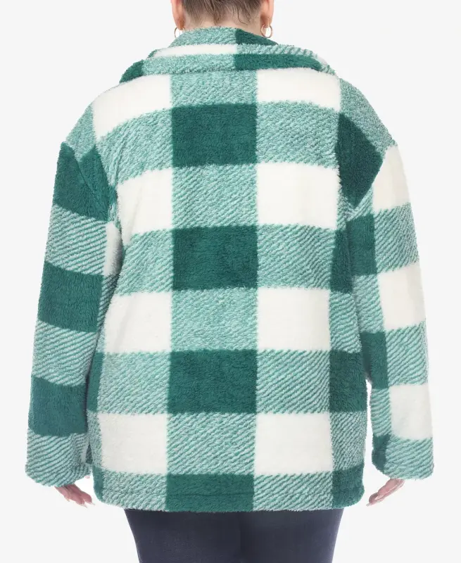 Plus Size Plaid Shacket Jacket - 2
