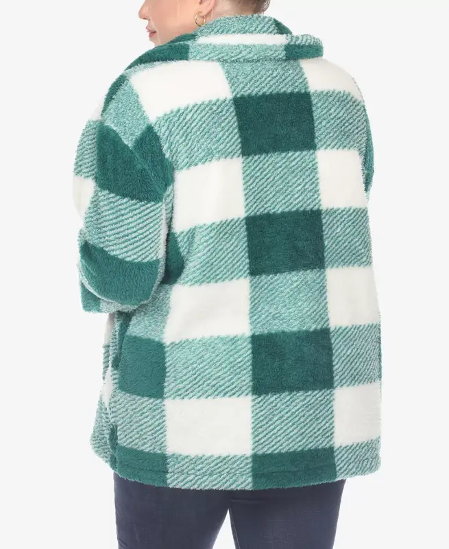 Plus Size Plaid Shacket Jacket - 3