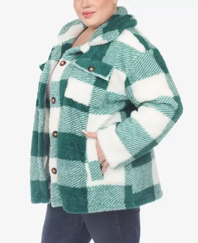 Plus Size Plaid Shacket Jacket - 6