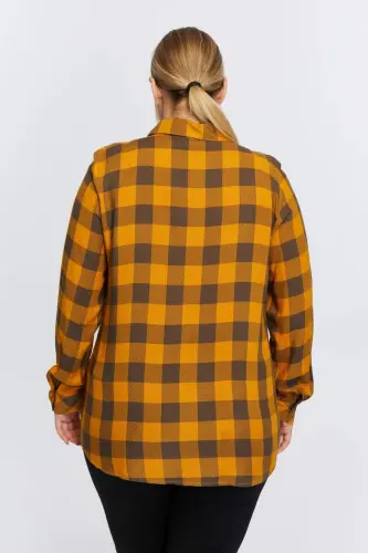Plus Size Plaid Shirt Mustard - 5