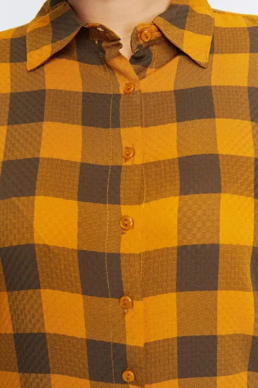 Plus Size Plaid Shirt Mustard - 6