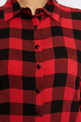 Plus Size Plaid Shirt Red - 6