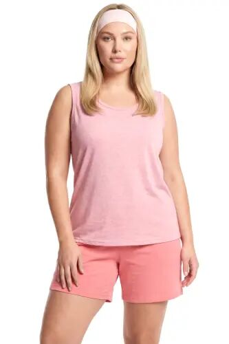 Plus Size Plain Shorts and Sleeveless Top Women's Pocket Pajama Set – Powder - 1