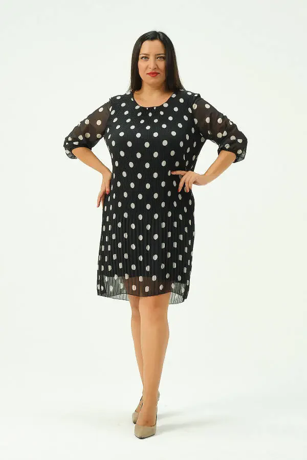 Plus Size Pleated Chiffon Dress - 1