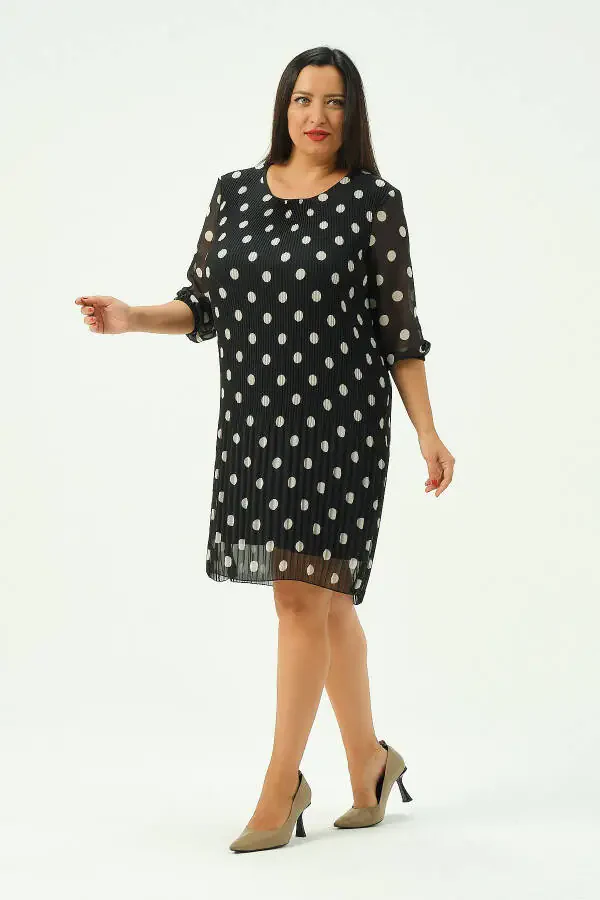 Plus Size Pleated Chiffon Dress - 3