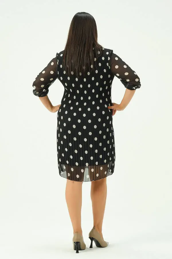 Plus Size Pleated Chiffon Dress - 5