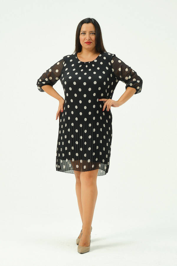 Plus Size Pleated Chiffon Dress - 1