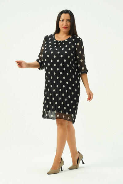 Plus Size Pleated Chiffon Dress - 3