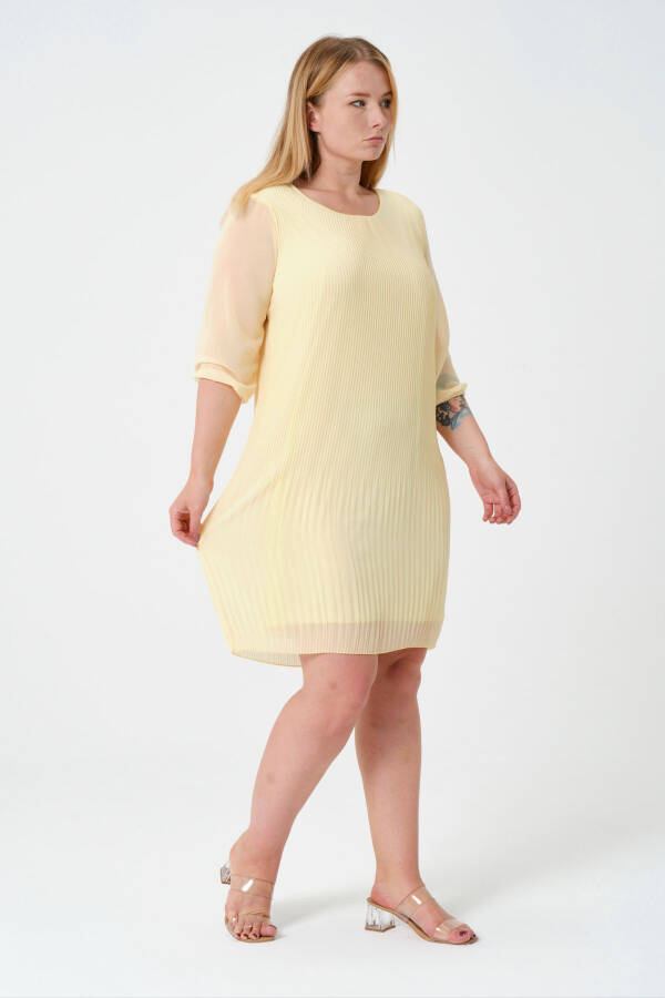 Plus Size Pleated Chiffon Dress - 2