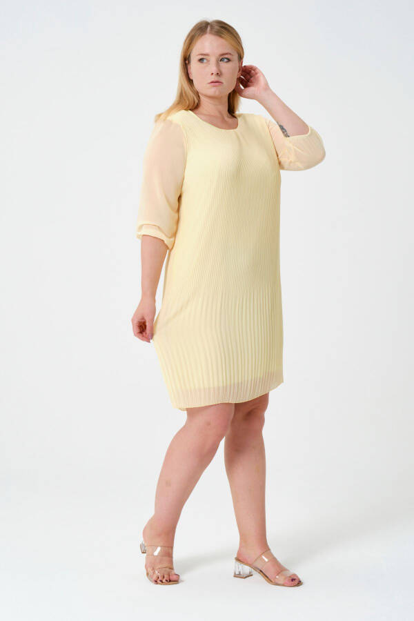 Plus Size Pleated Chiffon Dress - 4