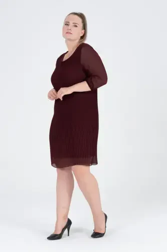 Plus Size Pleated Chiffon Dress-BURGUNDY - SHAHIQA (1)