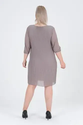 Plus Size Pleated Chiffon Dress-GRAY - 5