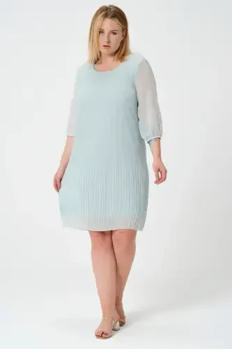 Plus Size Pleated Chiffon Dress-MINT - SHAHIQA (1)