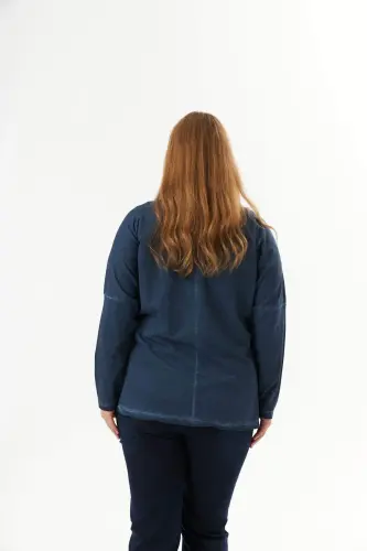 Plus Size Pocket Detail Piece Dye Sweatshirt Indigo - 7