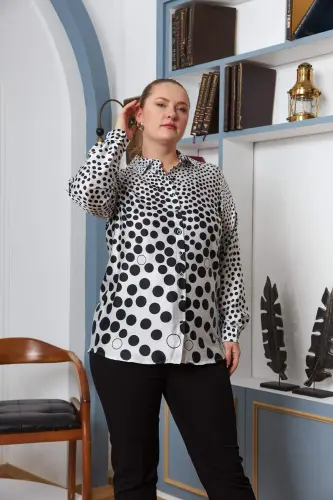Plus Size Pointelle Shirt Ecru - 1