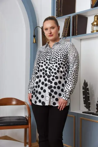 Plus Size Pointelle Shirt Ecru - 3