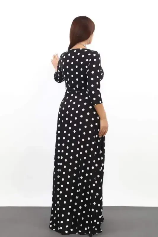 Plus Size Polka Dot Maxi Stretch Dress 3070 - 5