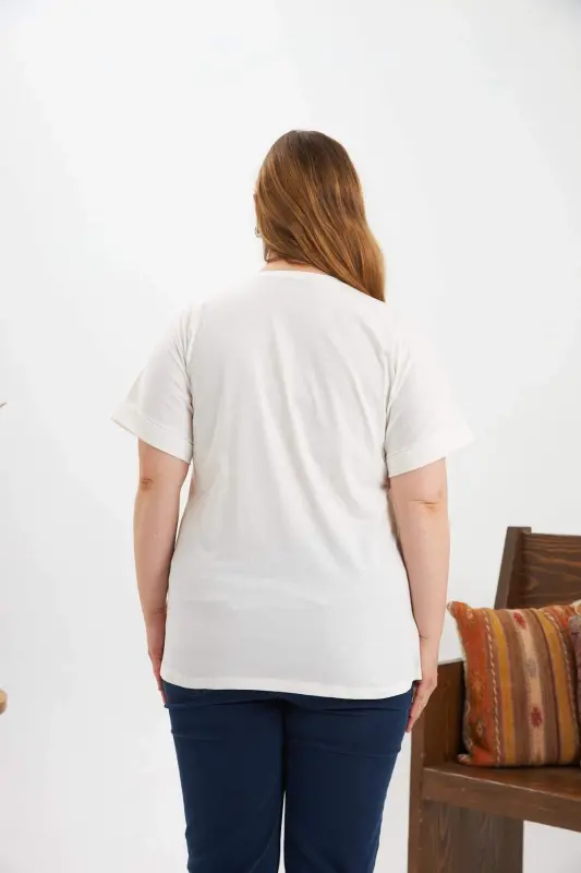 Plus Size Printed T-shirt Ecru - 5