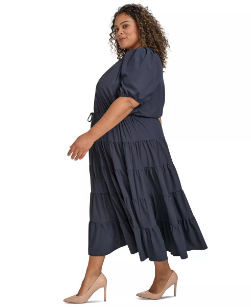 Plus Size Puff-Sleeve Tiered Maxi Dress Indigo - 2