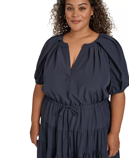 Plus Size Puff-Sleeve Tiered Maxi Dress Indigo - 3