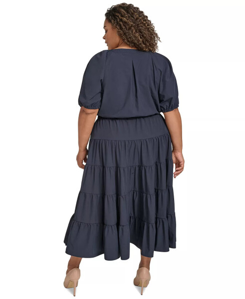 Plus Size Puff-Sleeve Tiered Maxi Dress Indigo - 5