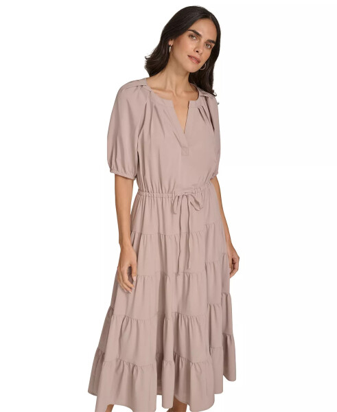 Plus Size Puff-Sleeve Tiered Maxi Dress Oyster - 2