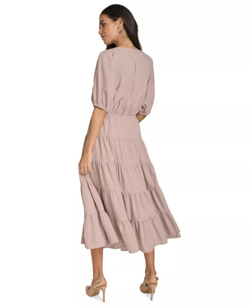 Plus Size Puff-Sleeve Tiered Maxi Dress Oyster - 4