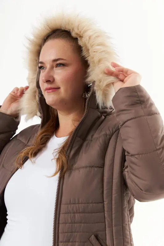 Plus Size Quilted Padded Coat Lined Mink - 6
