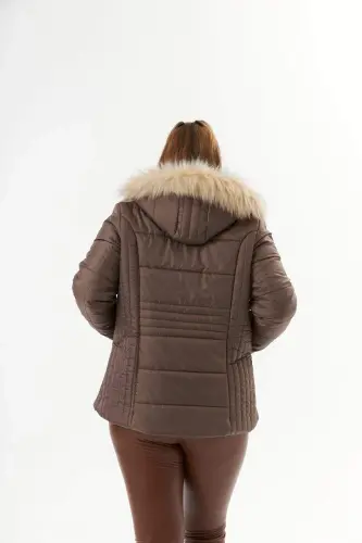 Plus Size Quilted Padded Coat Lined Mink - 7