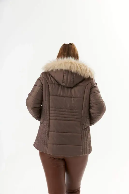 Plus Size Quilted Padded Coat Lined Mink - 7