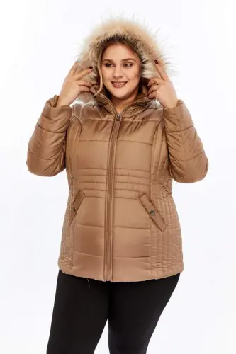 Plus Size Quilted Padded Coat Lined Mink - 3
