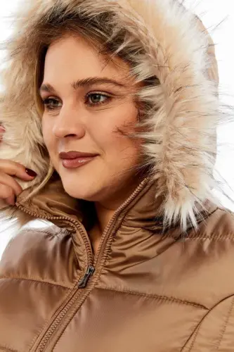 Plus Size Quilted Padded Coat Lined Mink - 4